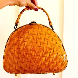 Structured bamboo woven bag from Japan